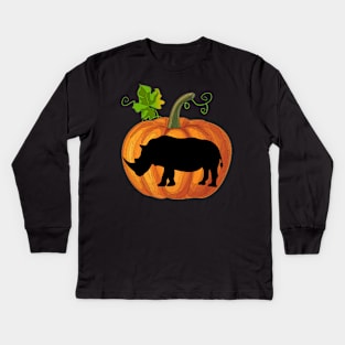 Rhinoceros in pumpkin Kids Long Sleeve T-Shirt